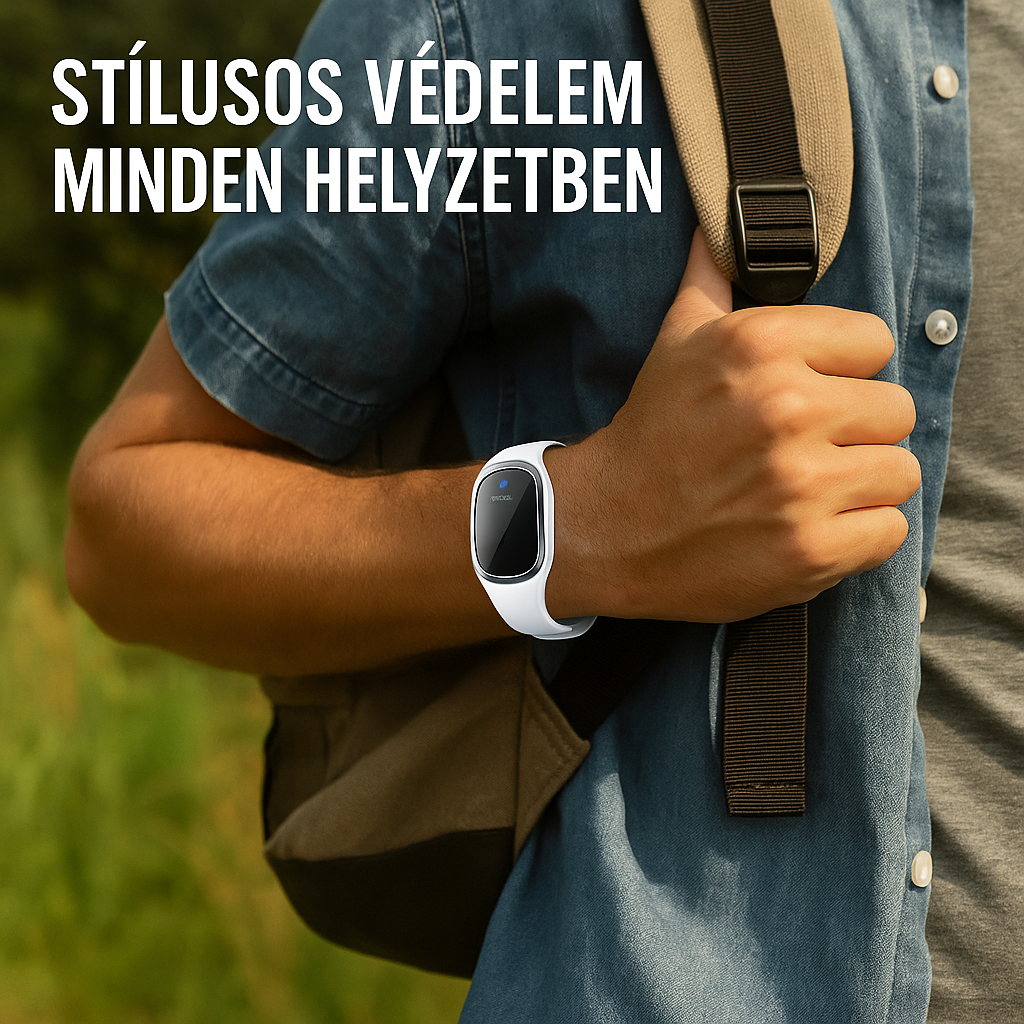 🦟 MosquiStop™ – Intelligens Ultrahangos Szúnyogriasztó Karkötő