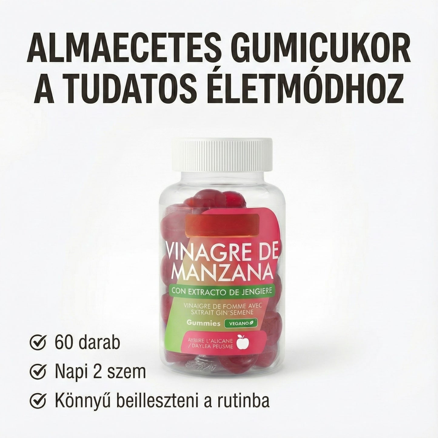 AppleFit™ – Almaecetes Gumicukor a Tudatos Életmódhoz (60 db)