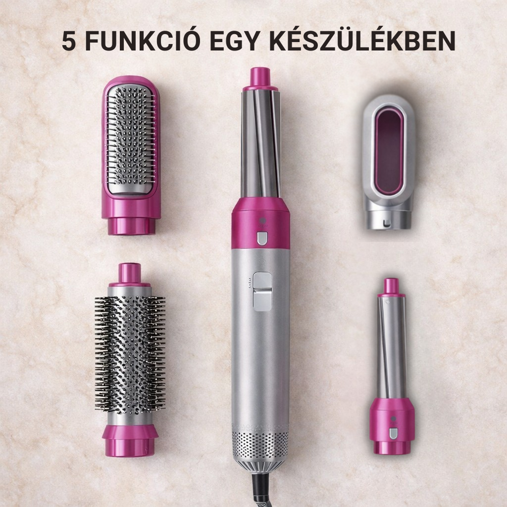 5 az 1-ben hajformázó – szárítás, volumen, göndörítés és egyenesítés
